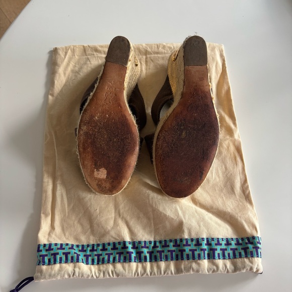 Tory Burch Dark Brown Kristen Wedge Sandals - Picture 7 of 8